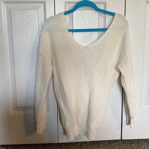 White Open Back Detailed Sweater